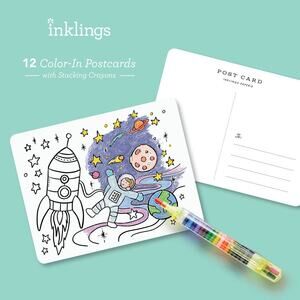 Inklings Kids Adventure Color-In Postcard Kit DIY 12 Pack